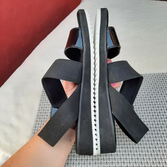 Anne Klein Sport Ankle Strap Comfort Sandals Small Wedge Black 7.5 NEW - Picture 10 of 12